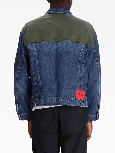 Shop Hugo Panelled Denim Jacket In Blue