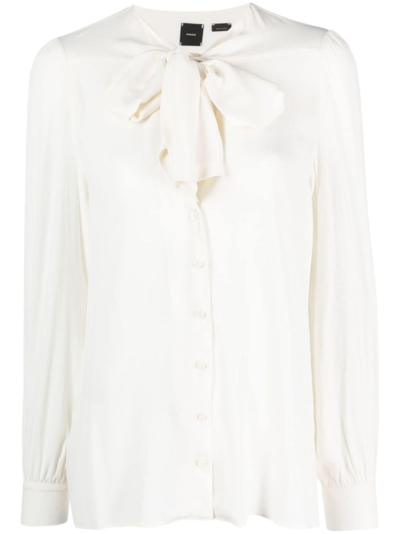 Shop Pinko Pussy-bow Button-up Shirt In White