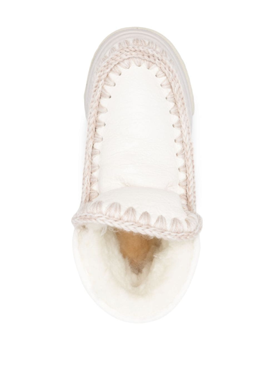 Shop Mou Crochet Stitch-trim Sneaker Boots In White