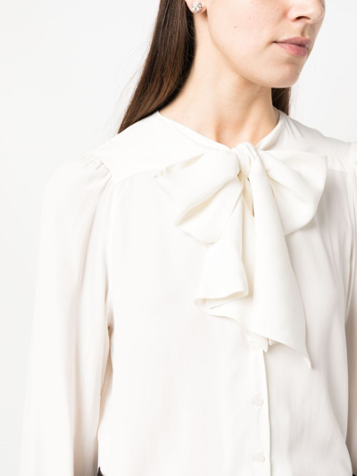 Shop Pinko Pussy-bow Button-up Shirt In White