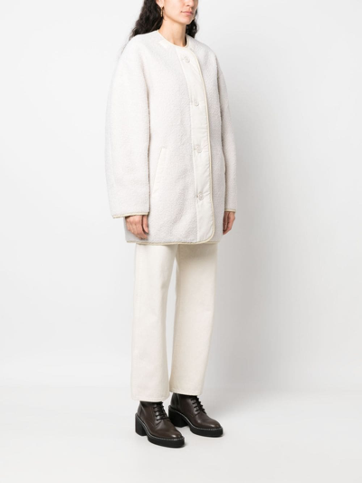 Shop Marant Etoile Himemma Fleece Single-breasted Coat In Neutrals