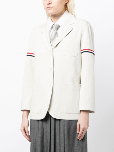 Thom Browne Rwb-stripe Cotton Blazer In Neutrals