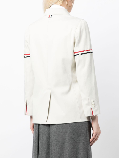 Thom Browne Rwb-stripe Cotton Blazer In Neutrals