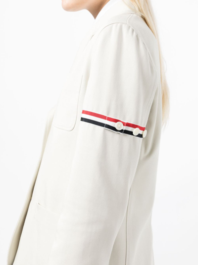 Thom Browne Rwb-stripe Cotton Blazer In Neutrals