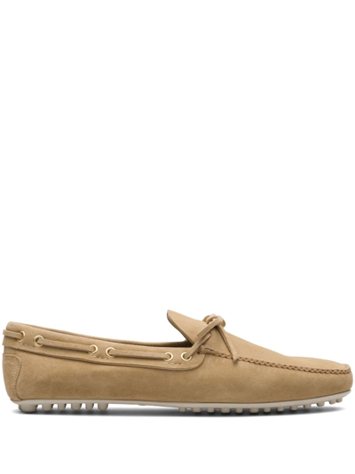 Shop Car Shoe Lux Driving Suede Loafers In Neutrals