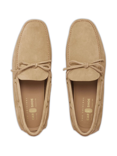 Shop Car Shoe Lux Driving Suede Loafers In Neutrals