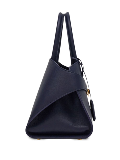 Ferragamo Hug Small Leahter Tote Bag In Blue