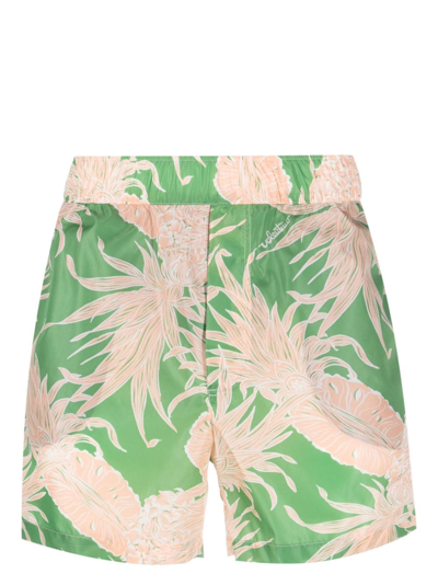 Shop Valentino Pineapple-print Swim Shorts In Green