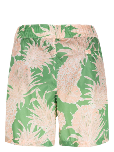 Shop Valentino Pineapple-print Swim Shorts In Green