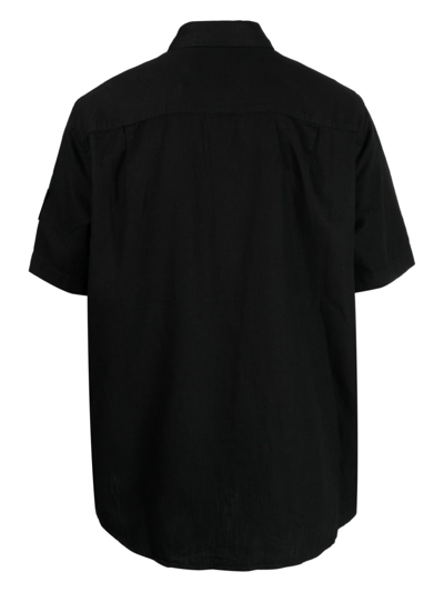 Shop Calvin Klein Jeans Est.1978 Logo-patch Cotton-blend Shirt In Black