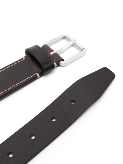 Shop Lemaire Logo-engraved Leather Belt In Brown