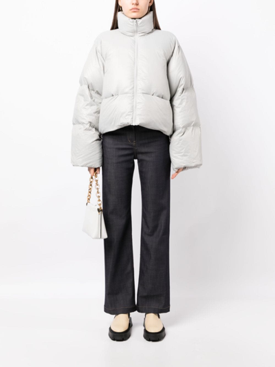Low Classic High-neck Puffer Jacket In Grey
