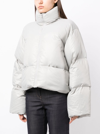 Shop Low Classic High-neck Puffer Jacket In Grey