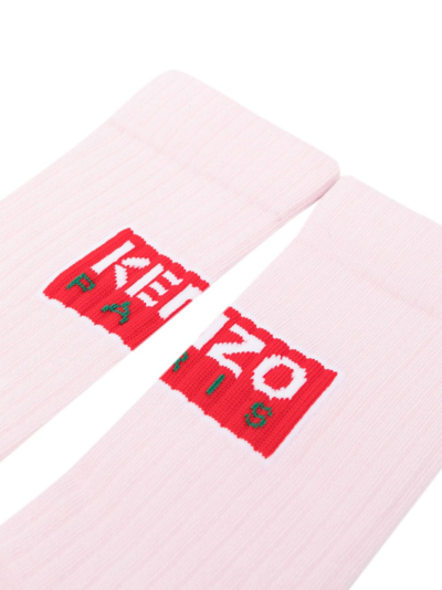 Shop Kenzo Logo Intarsia-knit Ankle Socks In Pink