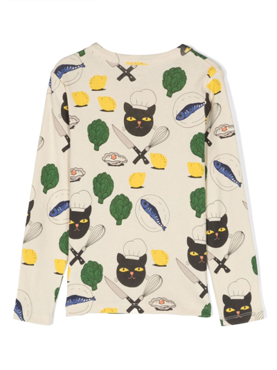 Mini Rodini Chef Cat Long-sleeve T-shirt In Multi