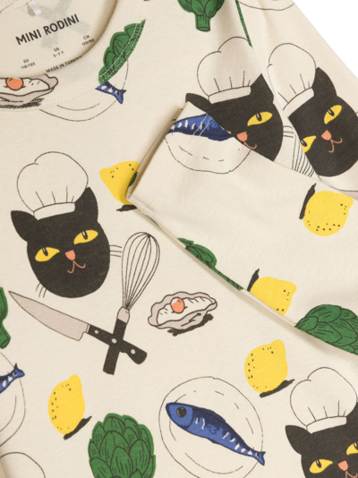 Mini Rodini Chef Cat Long-sleeve T-shirt In Multi