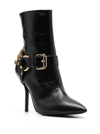 Shop Moschino 100mm Logo-lettering Leather Boots In Black