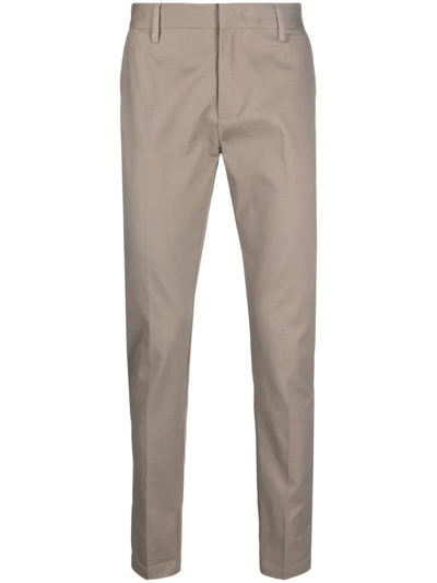 Shop Emporio Armani Pressed-crease Cotton Chino Trousers In Neutrals