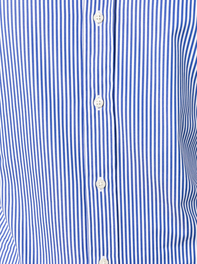 Shop Polo Ralph Lauren Pinstripe Cotton Shirt In Blue