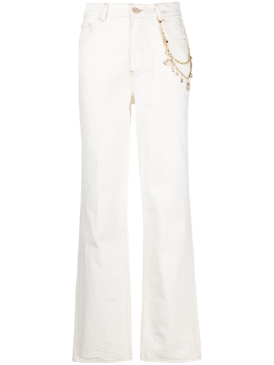 Shop Liu •jo Chain-link Detail High-waisted Jeans In White