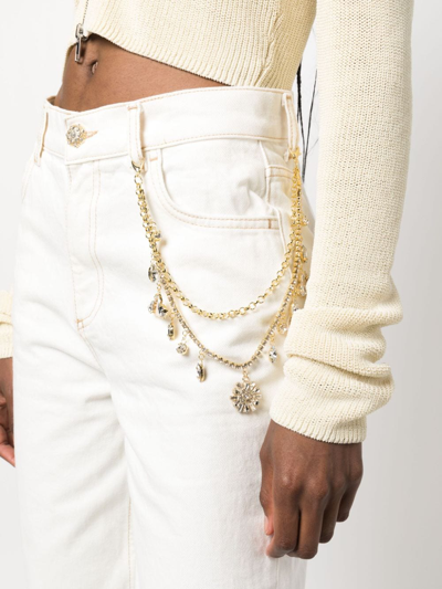 Shop Liu •jo Chain-link Detail High-waisted Jeans In White