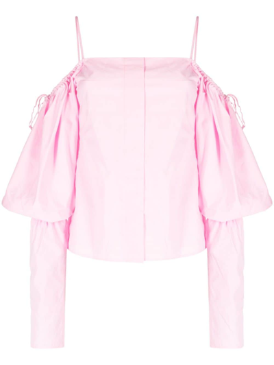 Shop Rejina Pyo Bay Off-shoulder Cotton Blouse In Pink