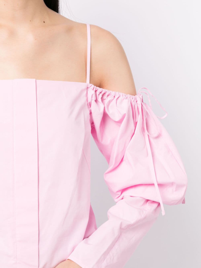 Shop Rejina Pyo Bay Off-shoulder Cotton Blouse In Pink