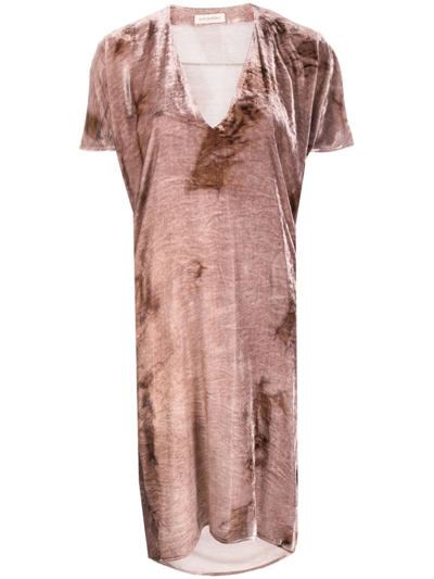 Shop Gentry Portofino Velvet T-shirt Dress In Brown