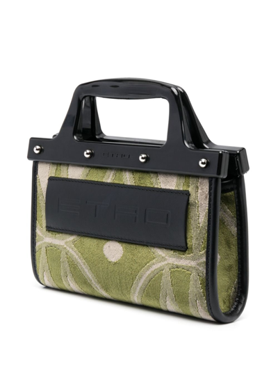 Shop Etro Patterned Jacquard Belt Bag In Green
