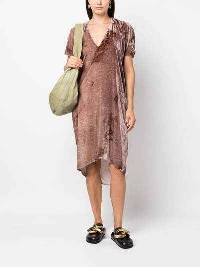 Shop Gentry Portofino Velvet T-shirt Dress In Brown