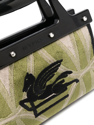 Shop Etro Patterned Jacquard Belt Bag In Green