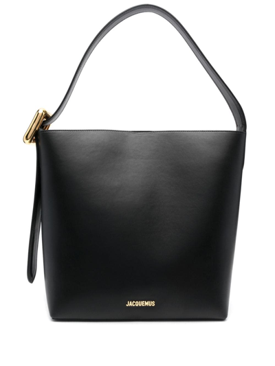 Shop Jacquemus Le Regalo Leather Bucket Bag In Black