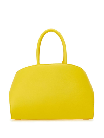Shop Ferragamo Hug Leather Tote Bag In Yellow