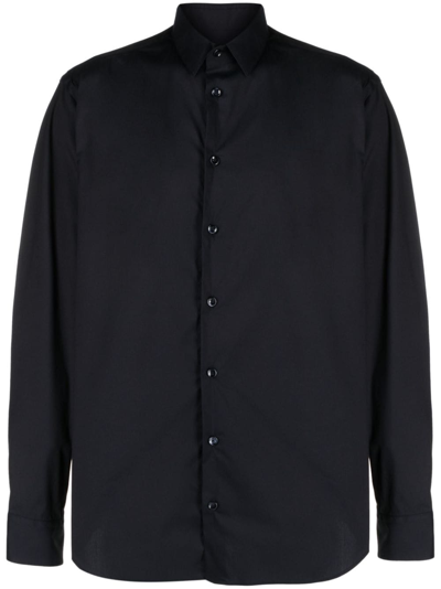 Shop Giorgio Armani Long-sleeved Button-up Shirt In Blue