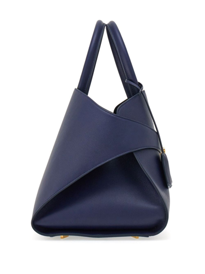 Shop Ferragamo Hug Leather Tote Bag In Blue