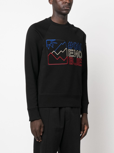 Shop Moncler Logo-embroidered Cotton Sweatshirt In Black