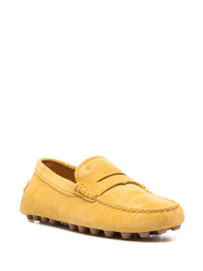 Shop Tod's Gommino Bubble Suede Loafers In Yellow