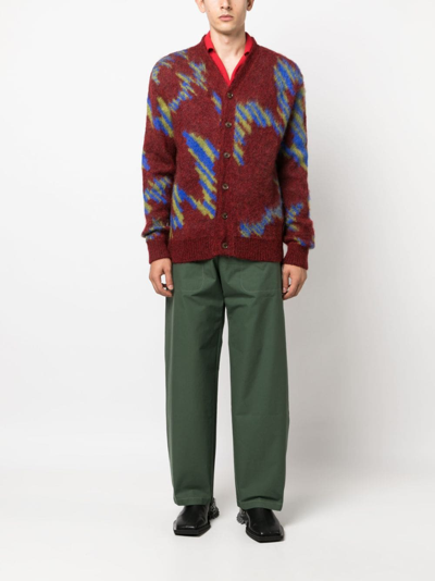 Ahluwalia Mohair-blend Cardigan In Red