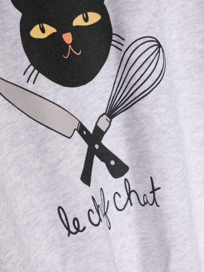 Mini Rodini Chef Cat Cotton Sweatshirt In Grey