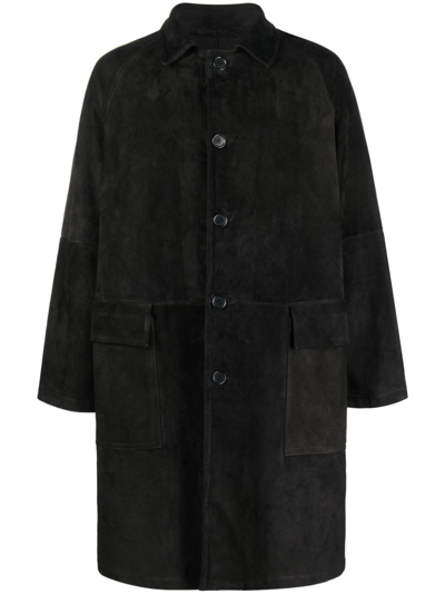 Shop Salvatore Santoro Single-breasted Suede Coat In Black