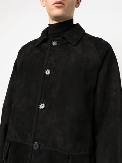 Shop Salvatore Santoro Single-breasted Suede Coat In Black