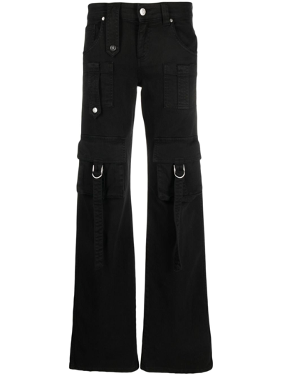 Shop Blumarine Denim Cargo Trousers In Black