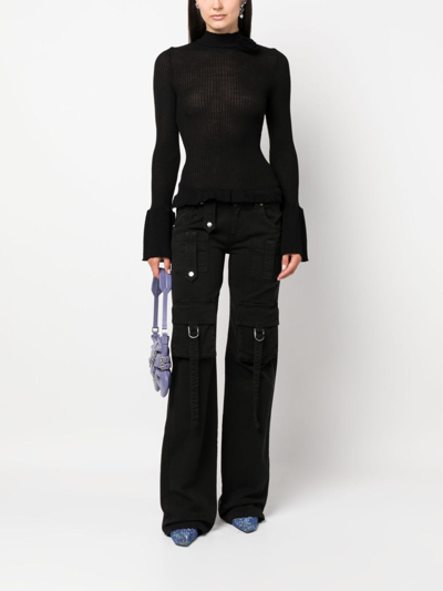 Shop Blumarine Denim Cargo Trousers In Black