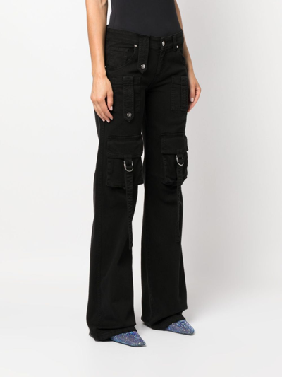 Shop Blumarine Denim Cargo Trousers In Black