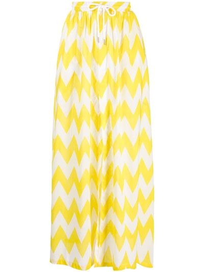 Shop Cynthia Rowley Graphic-print High-waist Skirt In Yellow