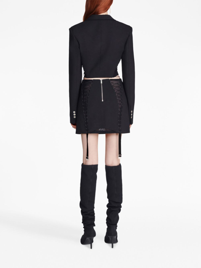 Shop Dion Lee Lace-up Sheer Miniskirt In Black