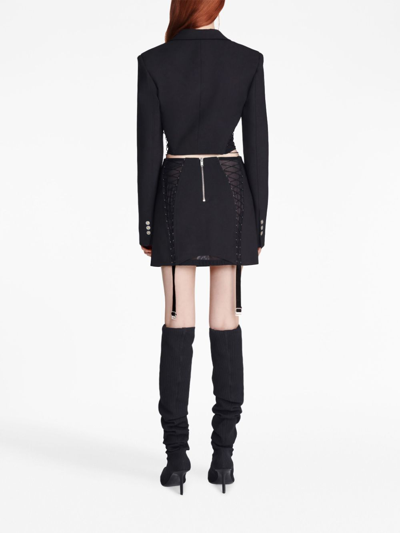 Dion Lee Lace-up Sheer Miniskirt In Black
