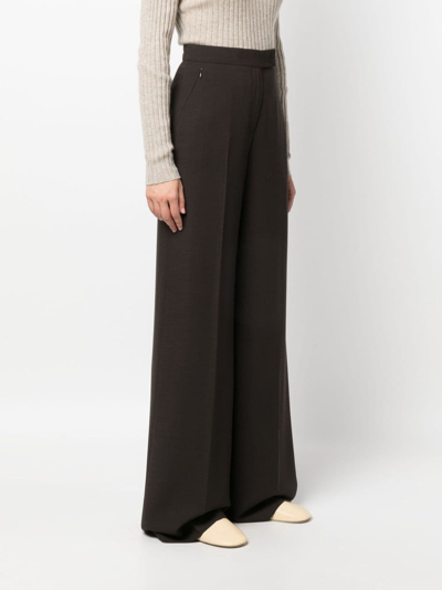 Shop Akris Wide-leg High-waist Trousers In Brown