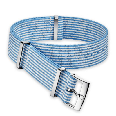 Shop Omega Nato Unisex 19-20 Mm Polyamide Watch Band 031cwz010682 In Blue / White