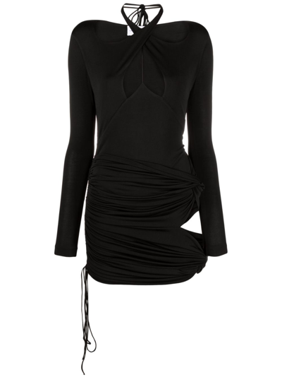 Shop Aleksandre Akhalkatsishvili Black Ruched Mini Dress